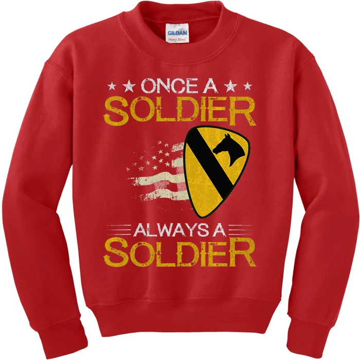 1st Cavalry Division Veteran Always a Soldier Military Xmas Kids Sweatshirt