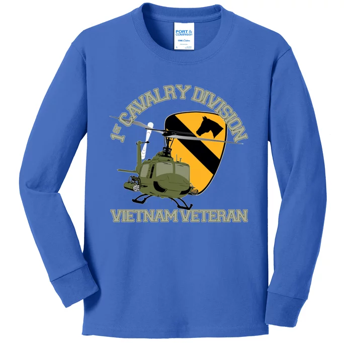 1st Cavalry Division Vietnam Veteran Uh1 Gunship Veteran Day Gift Kids Long Sleeve Shirt