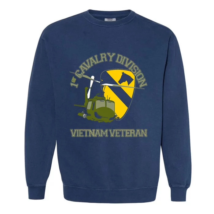 1st Cavalry Division Vietnam Veteran UH1 Gunship Veteran Day Garment-Dyed Sweatshirt