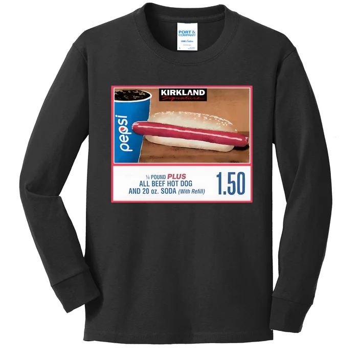 150 Costco Hot Dog Soda Combo With Kids Long Sleeve Shirt