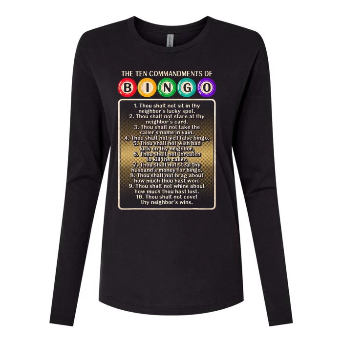 10 Commandments Of Bingo Bingo Player Womens Cotton Relaxed Long Sleeve T-Shirt