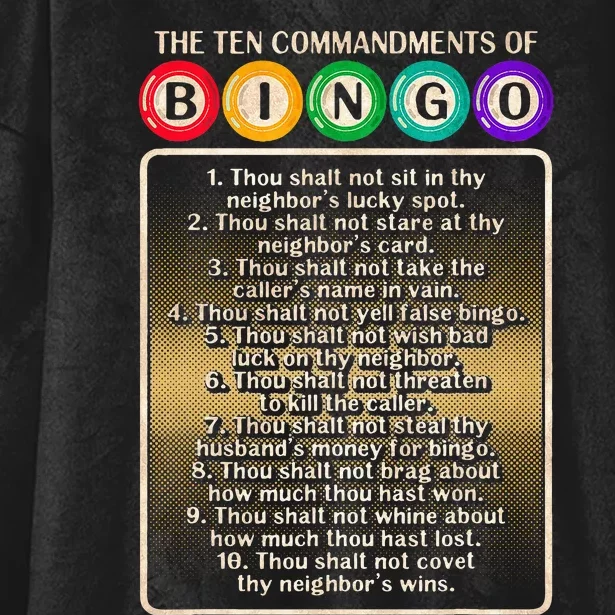 10 Commandments Of Bingo Bingo Player Hooded Wearable Blanket