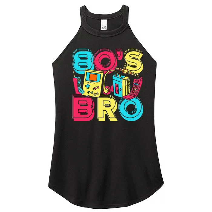 1980s Costume Party Vintage 80s Music Lover 80s Bro Eighties Women’s Perfect Tri Rocker Tank