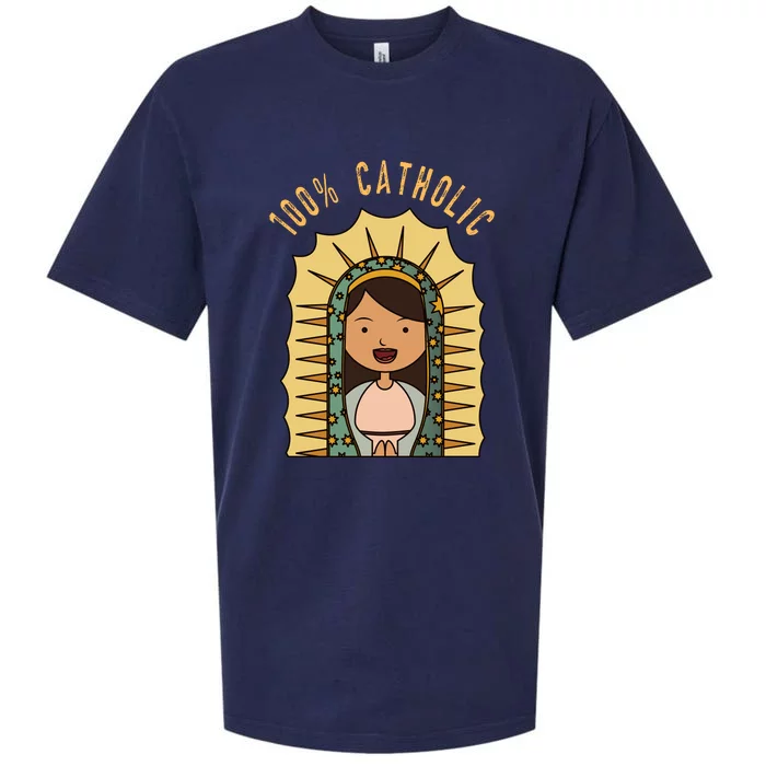 100% Catholic Virgin Mary Gift Sueded Cloud Jersey T-Shirt