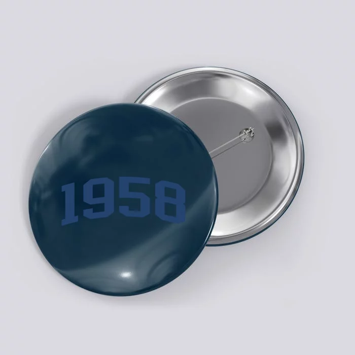 1958 Classic Vintage Grey, 65th Birthday Present Gifts Button