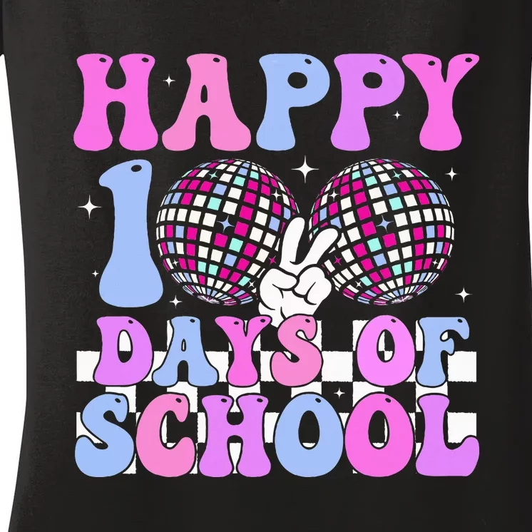 100 Days 100th Day Of School For Teacher Women's V-Neck T-Shirt