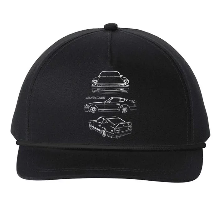 1978 Datsun 280z Vintage Jdm Tuner Collector Car Snapback Five-Panel Rope Hat