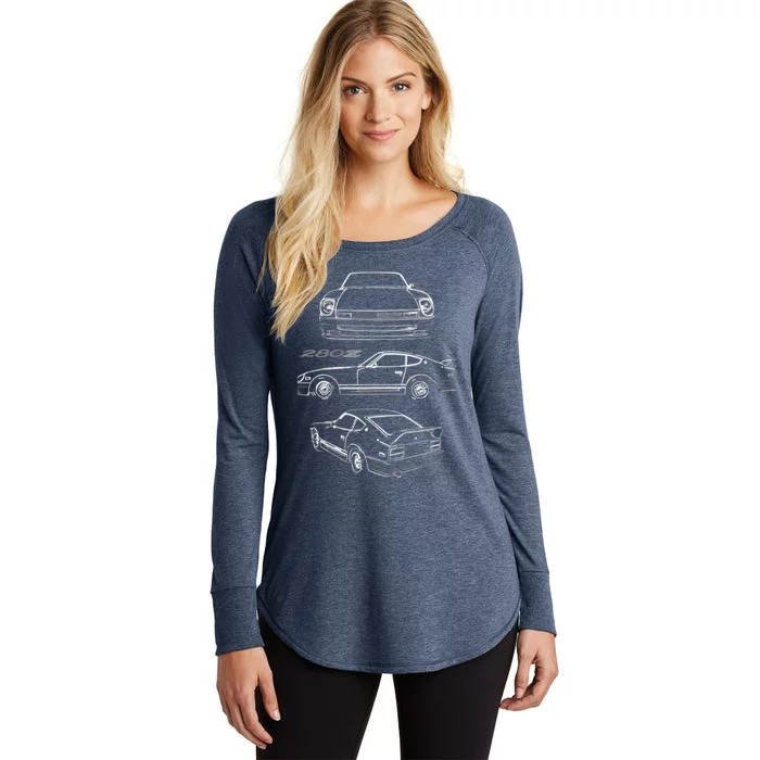 1978 Datsun 280z Vintage Jdm Tuner Collector Car Women's Perfect Tri Tunic Long Sleeve Shirt