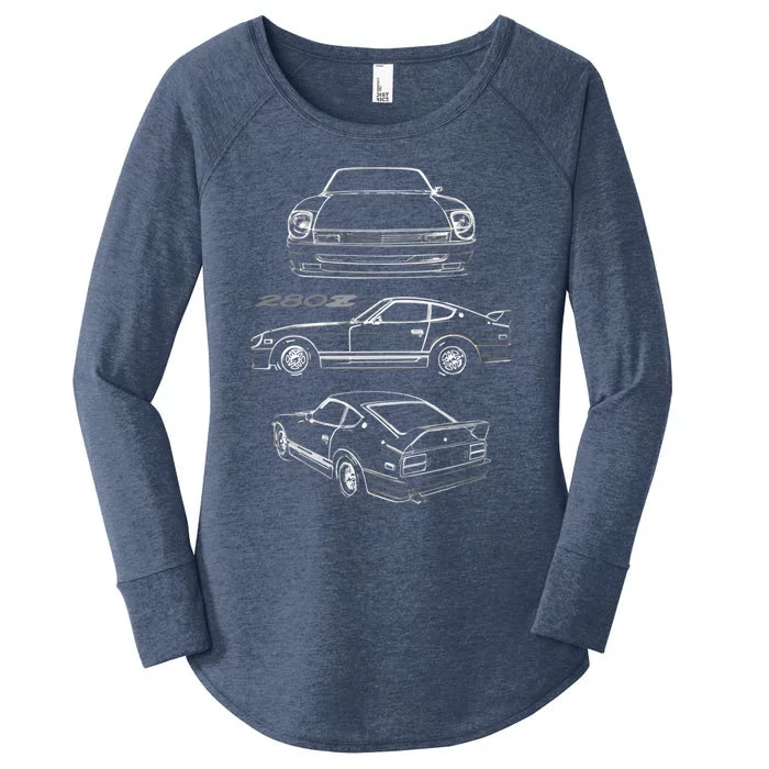 1978 Datsun 280z Vintage Jdm Tuner Collector Car Women's Perfect Tri Tunic Long Sleeve Shirt