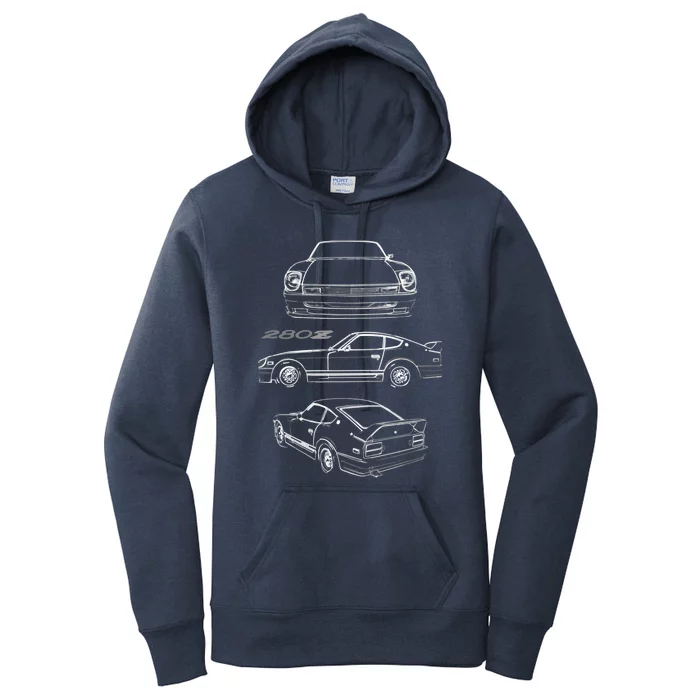 1978 Datsun 280z Vintage Jdm Tuner Collector Car Women's Pullover Hoodie