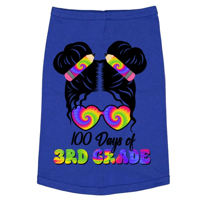 100 Days 3rd Grade Messy Bun 100th Day Being Smarter Tie Dye Meaningful Gift Doggie Tank