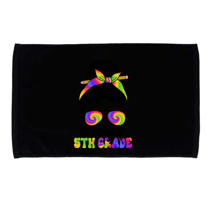 100 Days 5th Grade Messy Bun 100th Day Being Smarter Tie Dye Gift Microfiber Hand Towel