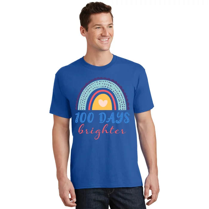 100 Days Brighter Rainbow 100 Days Of School Teacher Student Gift T-Shirt