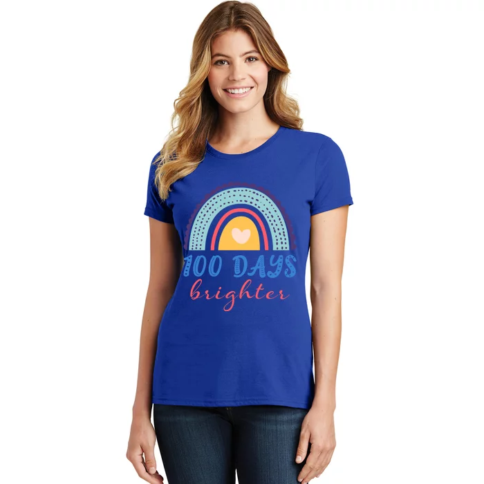 100 Days Brighter Rainbow 100 Days Of School Teacher Student Gift Women's T-Shirt