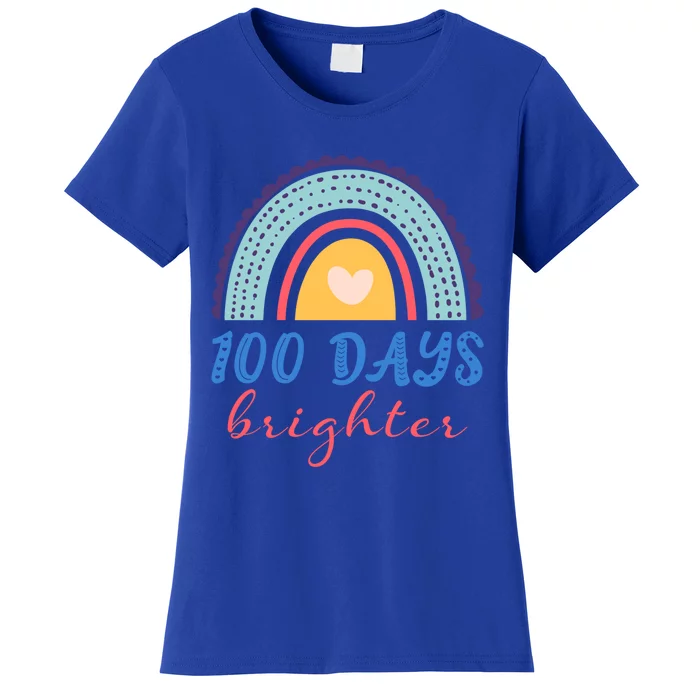 100 Days Brighter Rainbow 100 Days Of School Teacher Student Gift Women's T-Shirt