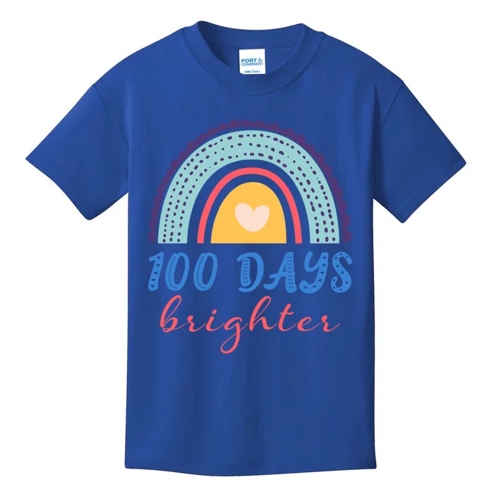 100 Days Brighter Rainbow 100 Days Of School Teacher Student Gift Kids T-Shirt