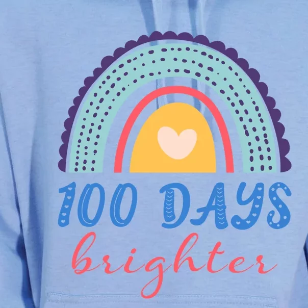 100 Days Brighter Rainbow 100 Days Of School Teacher Student Gift Unisex Surf Hoodie