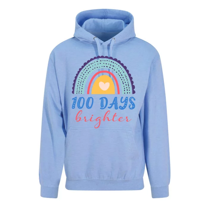 100 Days Brighter Rainbow 100 Days Of School Teacher Student Gift Unisex Surf Hoodie