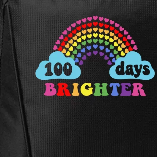 100 Days Brighter Rainbow Happy 100 Days Of School Groovy Cool Gift City Backpack