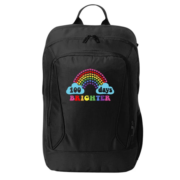 100 Days Brighter Rainbow Happy 100 Days Of School Groovy Cool Gift City Backpack