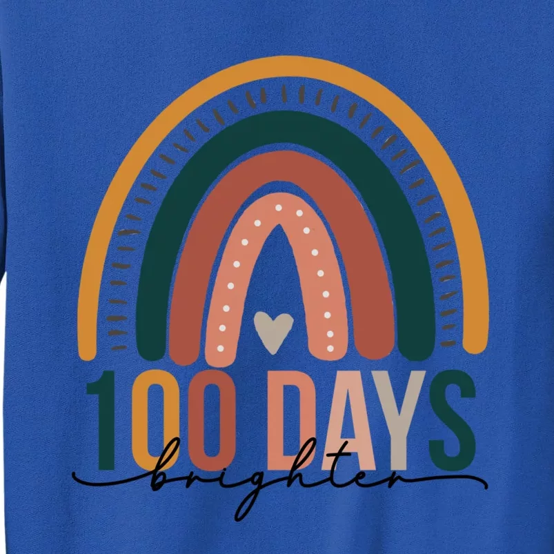 100 Days Brighter Rainbow Teacher 100th Day Of School Retro Gift Tall Sweatshirt