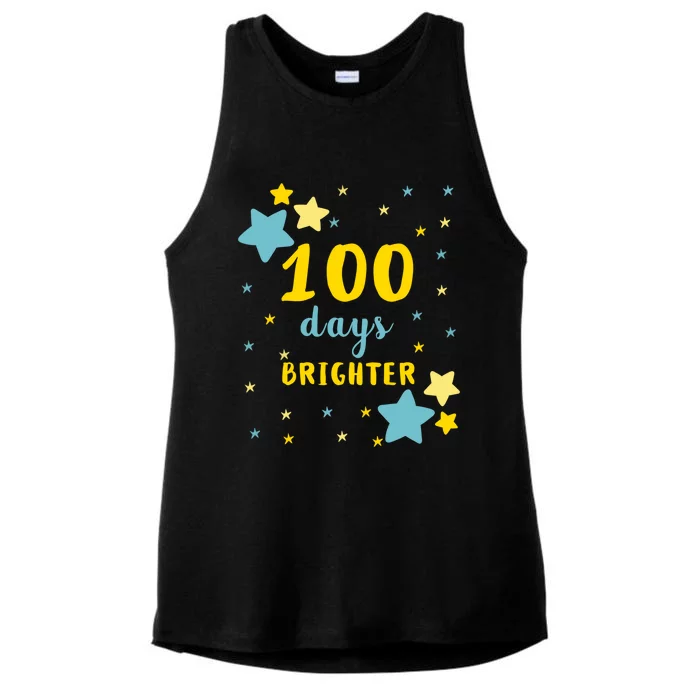 100 Days Brighter Cute Gift Ladies Tri-Blend Wicking Tank