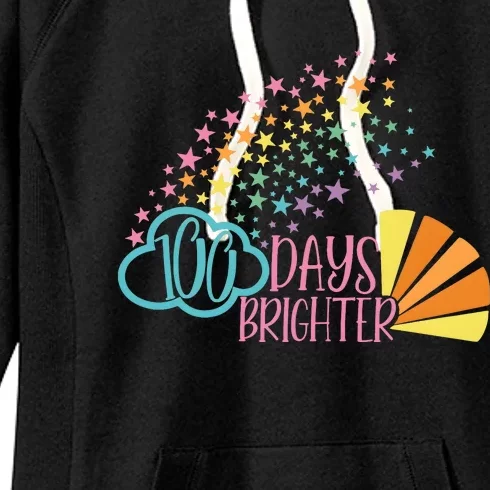 100 Days Brighter 100 Day Of School Celebration Women's Fleece Hoodie