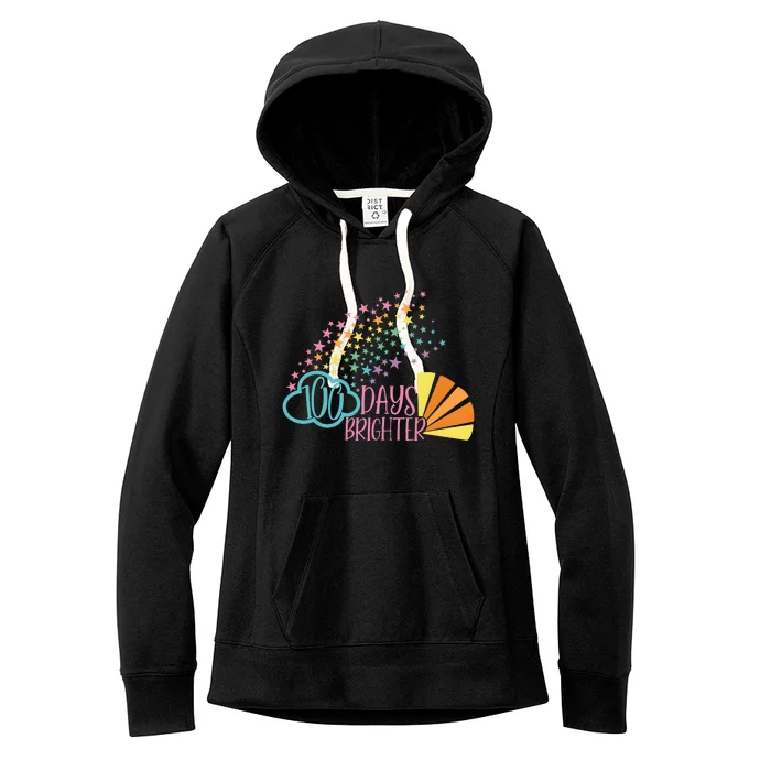 100 Days Brighter 100 Day Of School Celebration Women's Fleece Hoodie