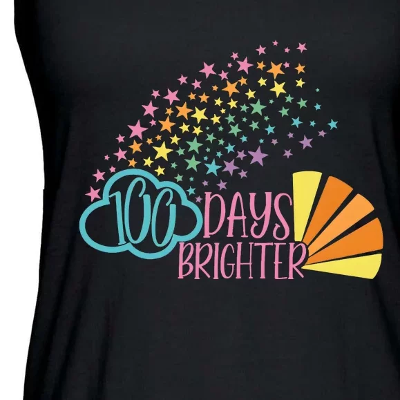 100 Days Brighter 100 Day Of School Celebration Ladies Essential Flowy Tank