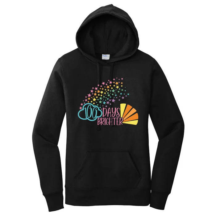 100 Days Brighter 100 Day Of School Celebration Women's Pullover Hoodie