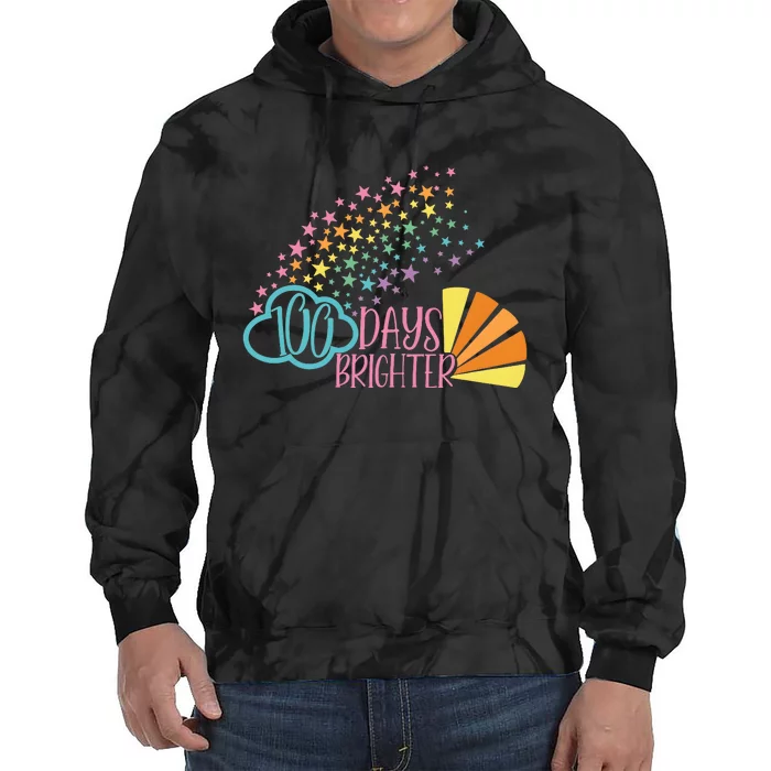 100 Days Brighter 100 Day Of School Celebration Tie Dye Hoodie