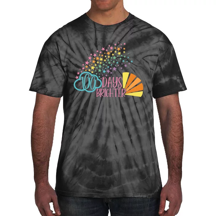 100 Days Brighter 100 Day Of School Celebration Tie-Dye T-Shirt