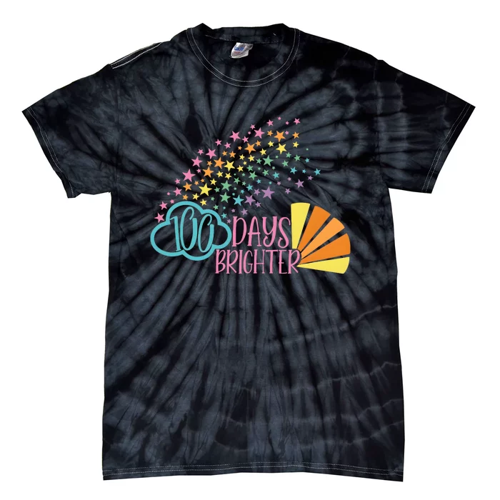 100 Days Brighter 100 Day Of School Celebration Tie-Dye T-Shirt