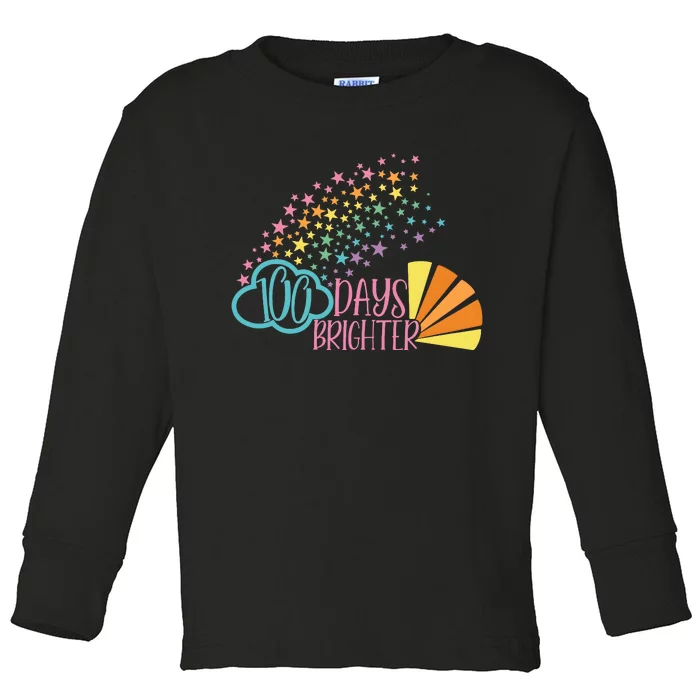 100 Days Brighter 100 Day Of School Celebration Toddler Long Sleeve Shirt