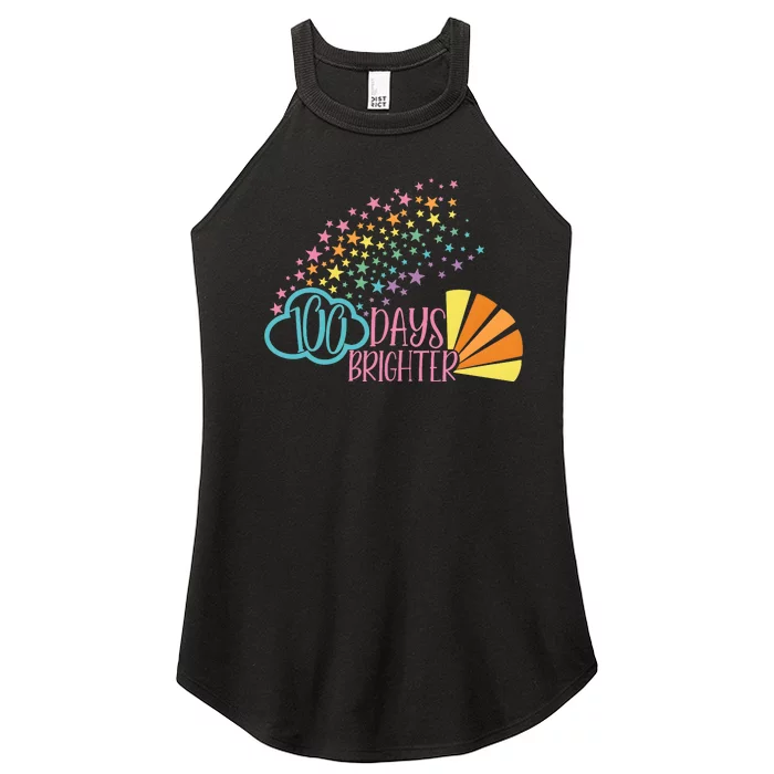 100 Days Brighter 100 Day Of School Celebration Women’s Perfect Tri Rocker Tank