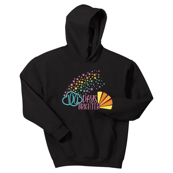 100 Days Brighter 100 Day Of School Celebration Kids Hoodie