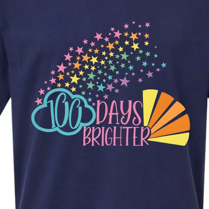 100 Days Brighter 100 Day Of School Celebration Sueded Cloud Jersey T-Shirt