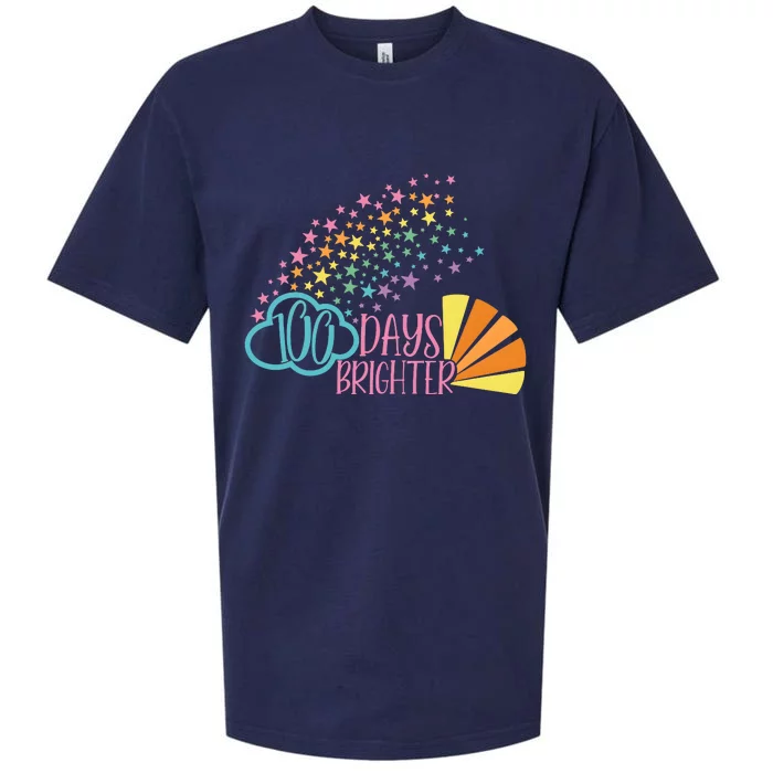 100 Days Brighter 100 Day Of School Celebration Sueded Cloud Jersey T-Shirt