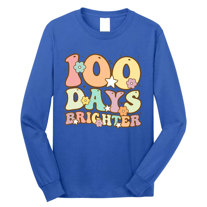 100 Days Brighter Teacher 100 Days Smarter Gift Long Sleeve Shirt