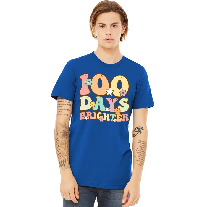 100 Days Brighter Teacher 100 Days Smarter Gift Premium T-Shirt