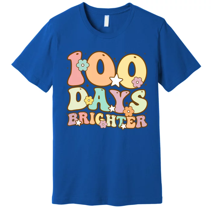 100 Days Brighter Teacher 100 Days Smarter Gift Premium T-Shirt