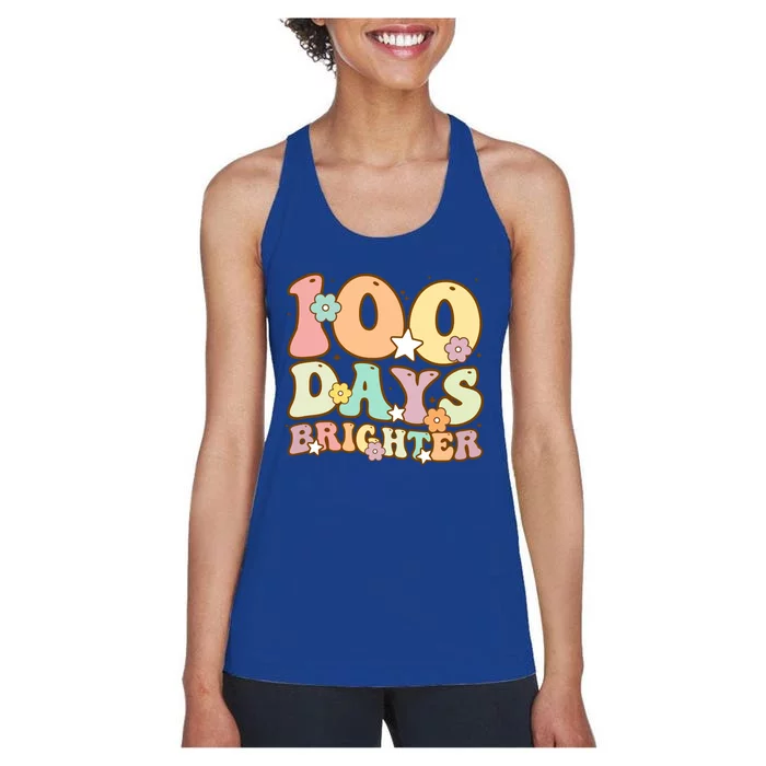 100 Days Brighter Teacher 100 Days Smarter Gift Women's Racerback Tank