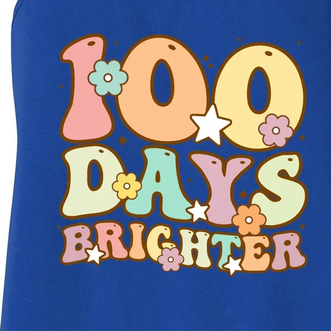 100 Days Brighter Teacher 100 Days Smarter Gift Women's Racerback Tank