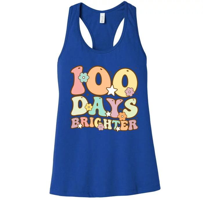 100 Days Brighter Teacher 100 Days Smarter Gift Women's Racerback Tank