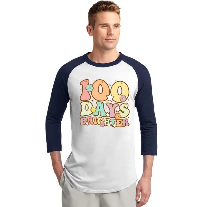 100 Days Brighter Teacher 100 Days Smarter Gift Baseball Sleeve Shirt