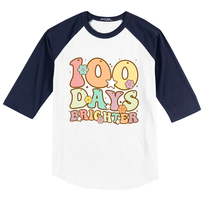 100 Days Brighter Teacher 100 Days Smarter Gift Baseball Sleeve Shirt