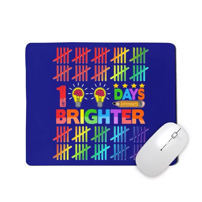 100 Days Brighter Teacher Happy 100th Day Of School Gift Mousepad