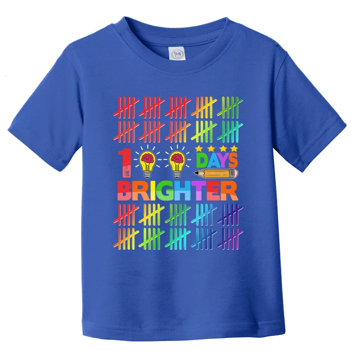 100 Days Brighter Teacher Happy 100th Day Of School Gift Toddler T-Shirt