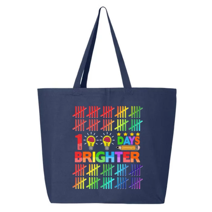 100 Days Brighter Teacher Happy 100th Day Of School Gift 25L Jumbo Tote