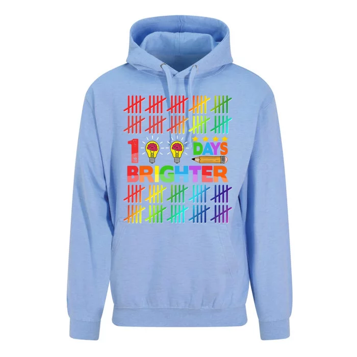 100 Days Brighter Teacher Happy 100th Day Of School Gift Unisex Surf Hoodie